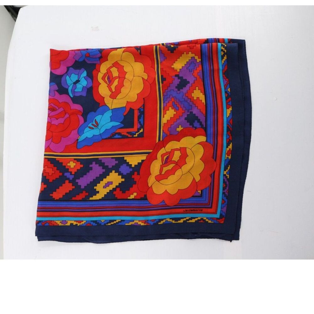 Liz Clairborne Womens Colorful Floral Scarf 30 x 30